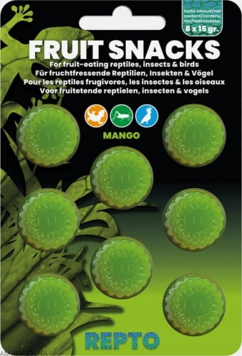 REPTO FRUIT SNACKS MANGO JELLY Żelki owocowe dla gadów i owadów MANGO 8 szt