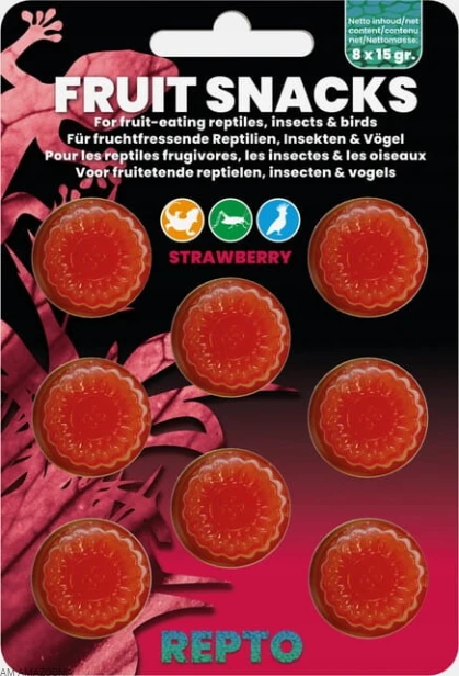 REPTO FRUIT SNACKS JELLY Żelki owocowe dla gadów i owadów TRUSKAWKA 8 szt.