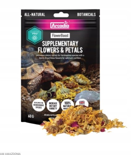 Arcadia FlowerBoost Suplementacja NATURALNY Pokarm KWIATY dla Gadów 60g