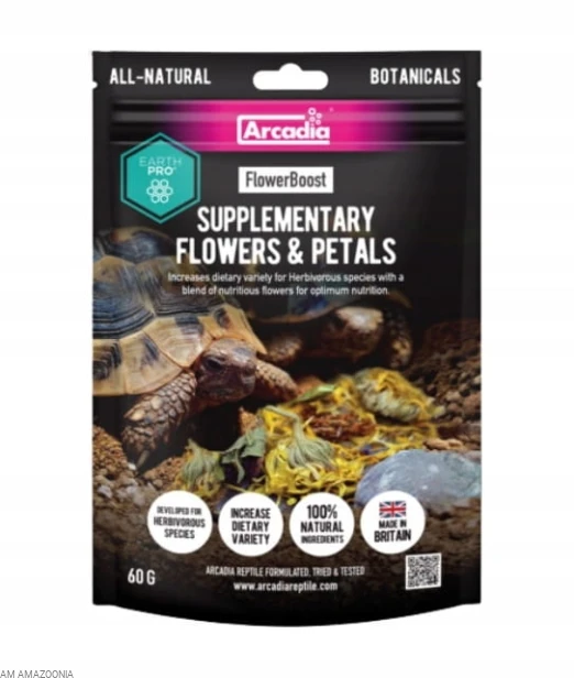 Arcadia FlowerBoost Suplementacja NATURALNY Pokarm KWIATY dla Gadów 60g