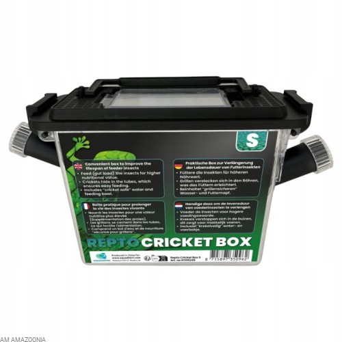 REPTO CRICKET BOX S Pojemnik hodowlany na karmówkę, świerszcze 21x9x15 cm