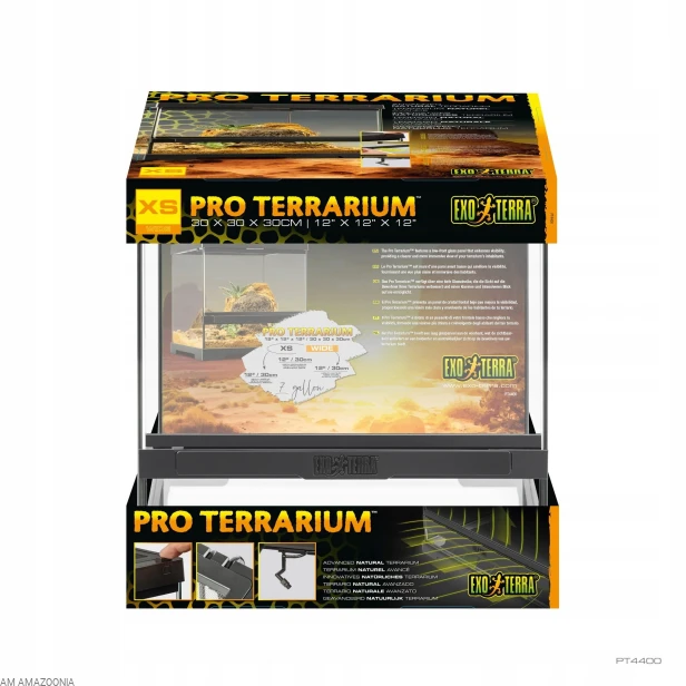 Exo Terra Terrarium PREMIUM Pro, XS, szerokie, 30x30x30 cm