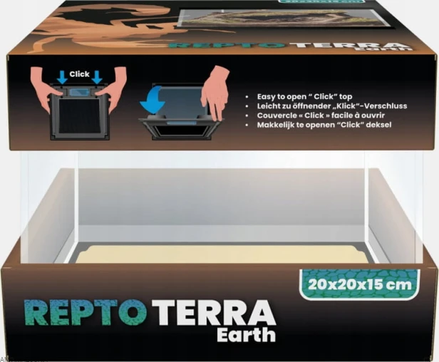 REPTO TERRA EARTH Terrarium PREMIUM dla ptasznika, skorpiona 20x20x15 cm