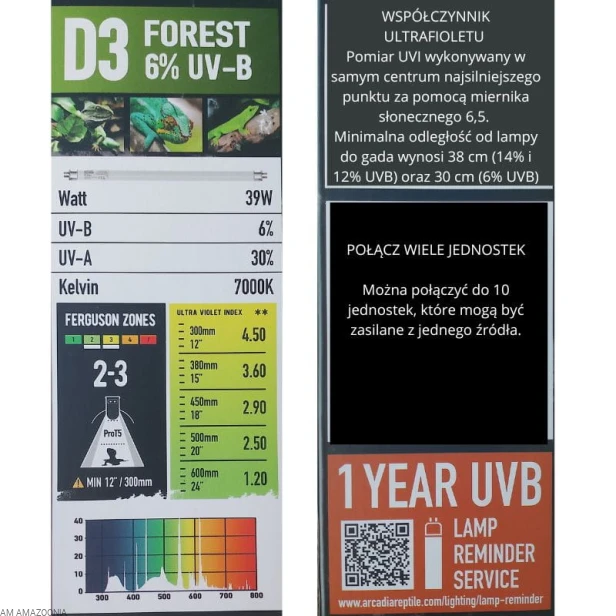 Arcadia Zestaw Oprawa + Świetlówka T5 UVB Kit 6% UVB 39W 87 cm
