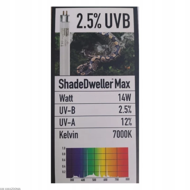 Arcadia Shade Dweller Max Oprawa + Świetlówka UVB + UVA dla Węża 2,5% 14W