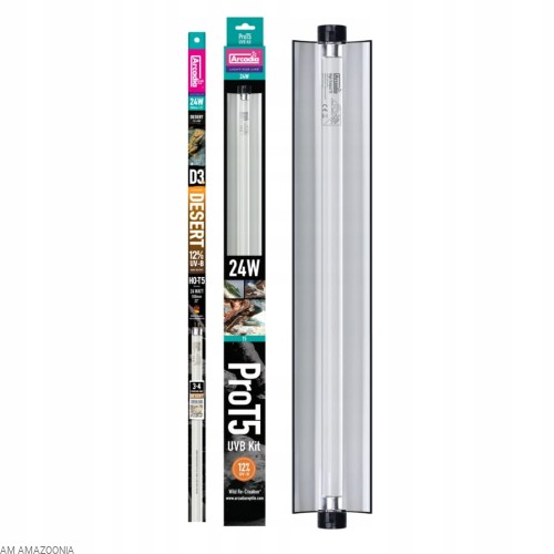 Arcadia Zestaw Oprawa + Świetlówka T5 UVB Kit 12% UVB 24W 60 cm