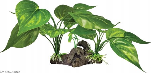 REPTO PLANT Philodendron, sztuczny stojący filodendron do terrarium 20 cm