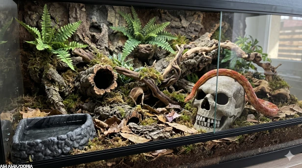 miska narożna, czaszka ludzka aranżacja terrarium.png