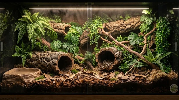 aranżacja terrarium dla pytona z forest floor i chipsem kokosowym.jpg