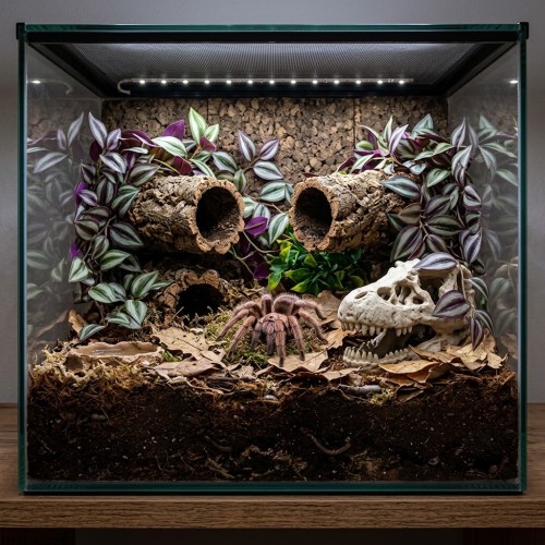 czaszka reptile nova dinozaura w terrarium z ptasznikiem.jpg