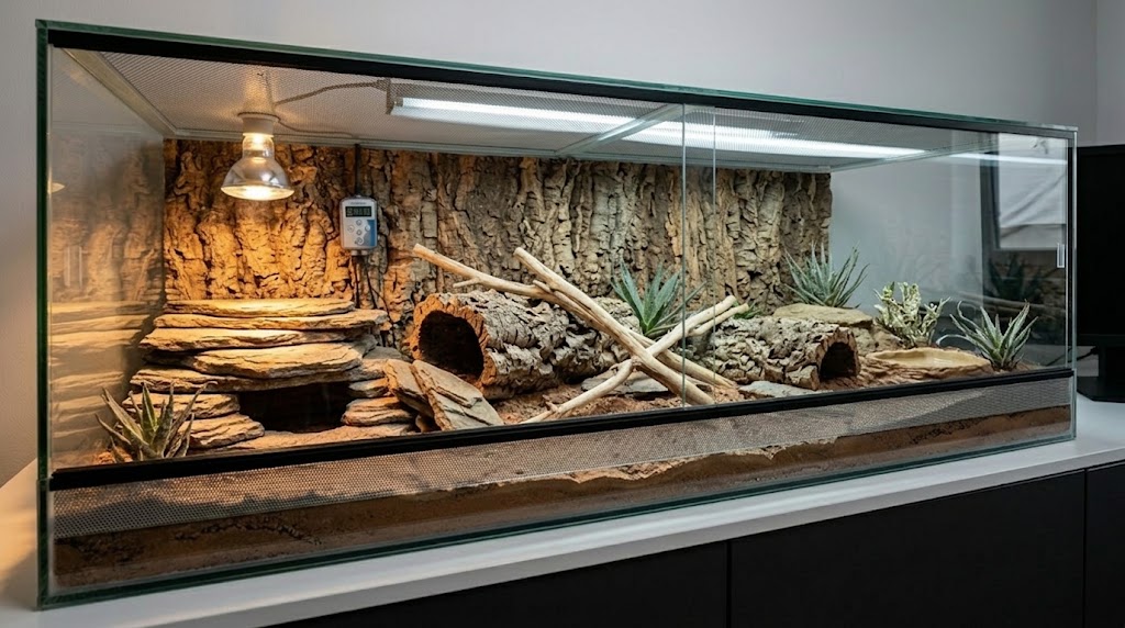 Przygotowane terrarium przed wpuszczeniem zwierzęcia